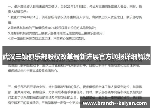 武汉三镇俱乐部股权改革最新进展官方通报详细解读 武汉三镇俱乐部股权改革最新进展官方通报详细解读